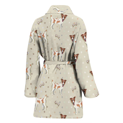 Russell Terriers With Bone Print Design LKS302 Women Bathrobe