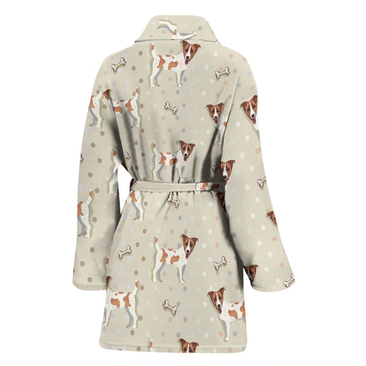 Russell Terriers With Bone Print Design LKS302 Women Bathrobe