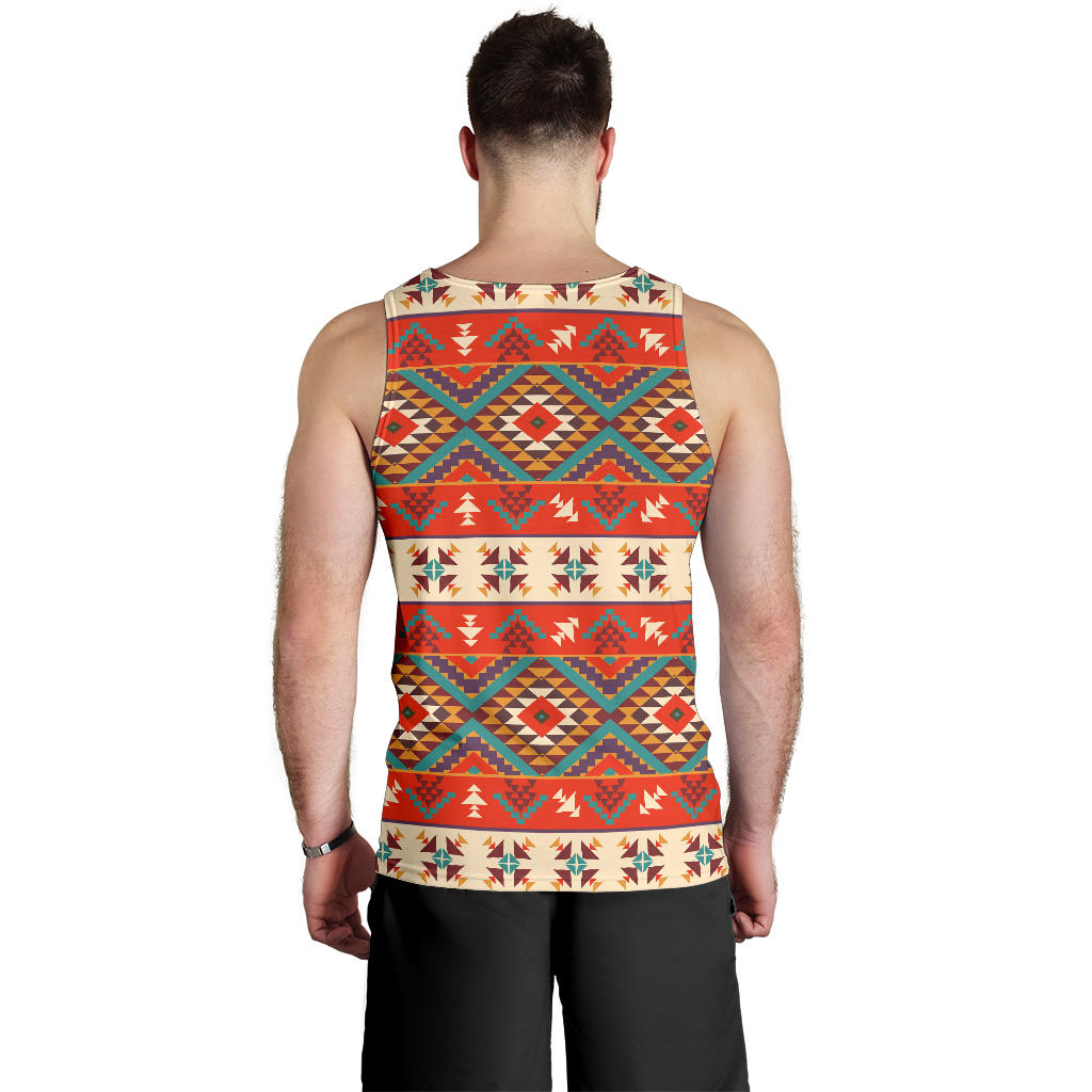 Aztec Red Print Pattern Men Tank Top