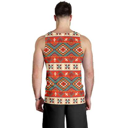 Aztec Red Print Pattern Men Tank Top