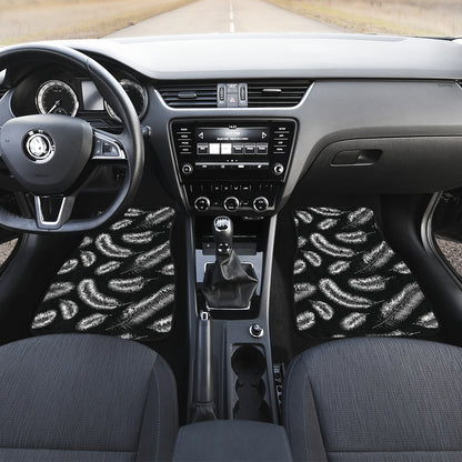 Feather Black White Design Print Car Floor Mats Front Back
