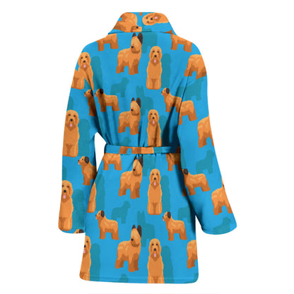 Briards Pattern Print Design 01 Women Bathrobe