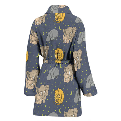 Safari Elephant Lion Print Design LKS303 Women Bathrobe