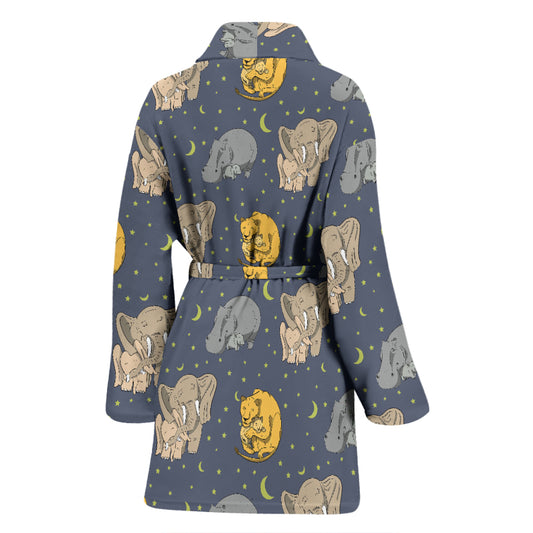 Safari Elephant Lion Print Design LKS303 Women Bathrobe