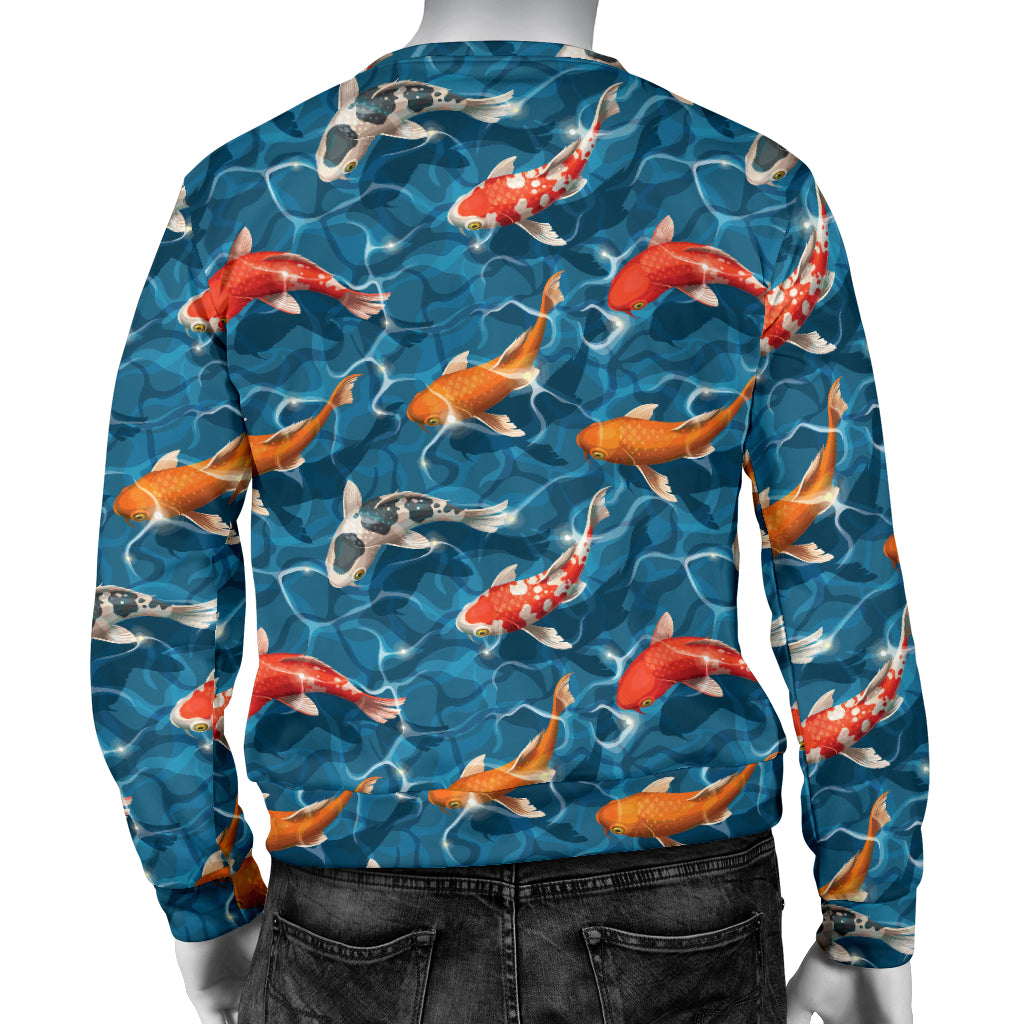 Koi Carp Water Design Themed Print Men Long Sleeve Sweatshirt
