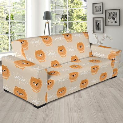 Pomeranians Pattern Print Design A04 Sofa Slipcover