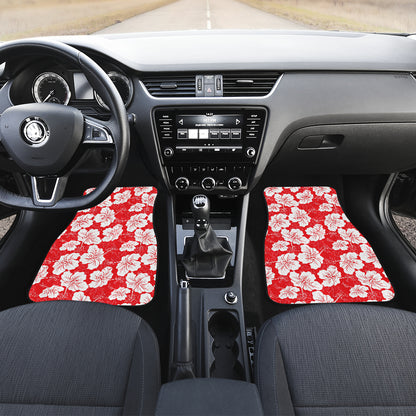 Flower Hawaiian Hibiscus Red Background Print Car Floor Mats Front Back