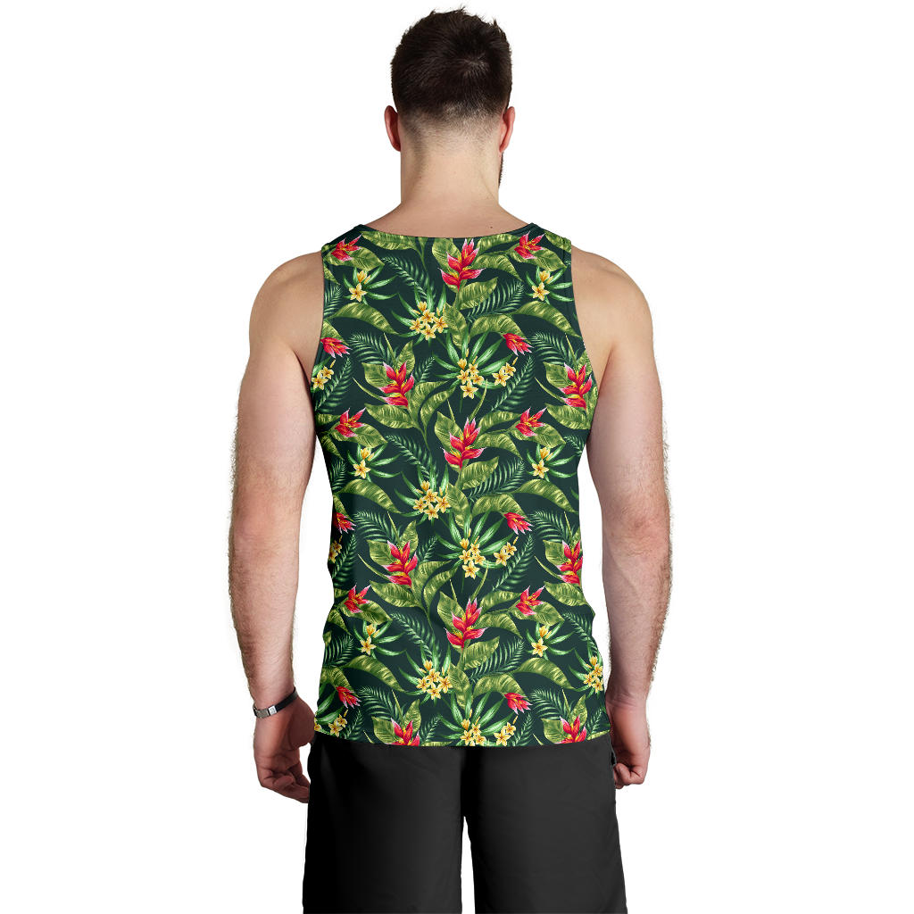Tropical Folower Red Heliconia Print Men Tank Top