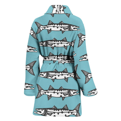 Barracuda Pattern Print Design 03 Women Bathrobe