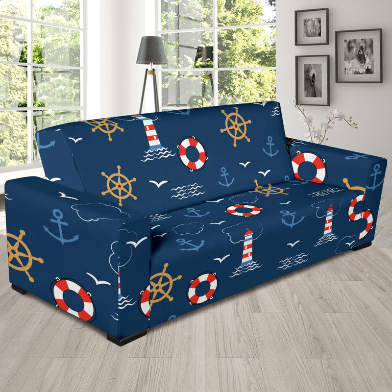 Nautical Pattern Print Design A06 Sofa Slipcover