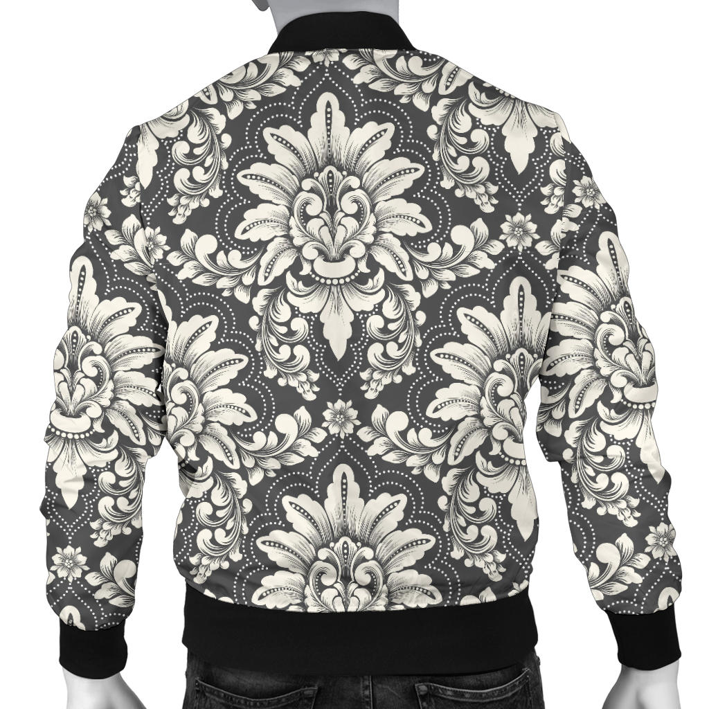Damask Elegant Print Pattern Men Bomber Jacket