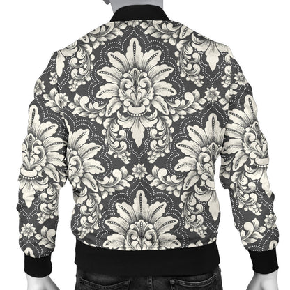 Damask Elegant Print Pattern Men Bomber Jacket