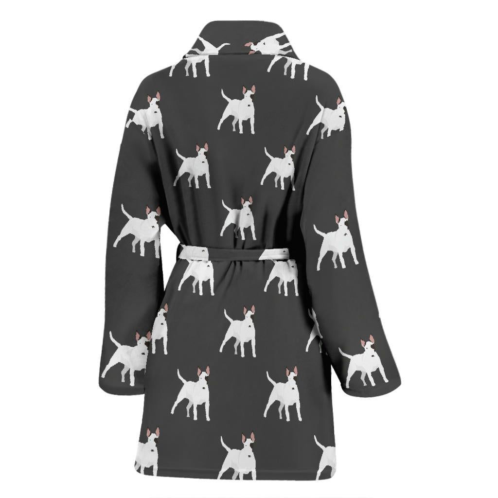 Bull Terriers Pattern Print Design 02 Women Bathrobe