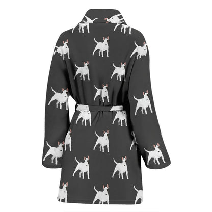 Bull Terriers Pattern Print Design 02 Women Bathrobe