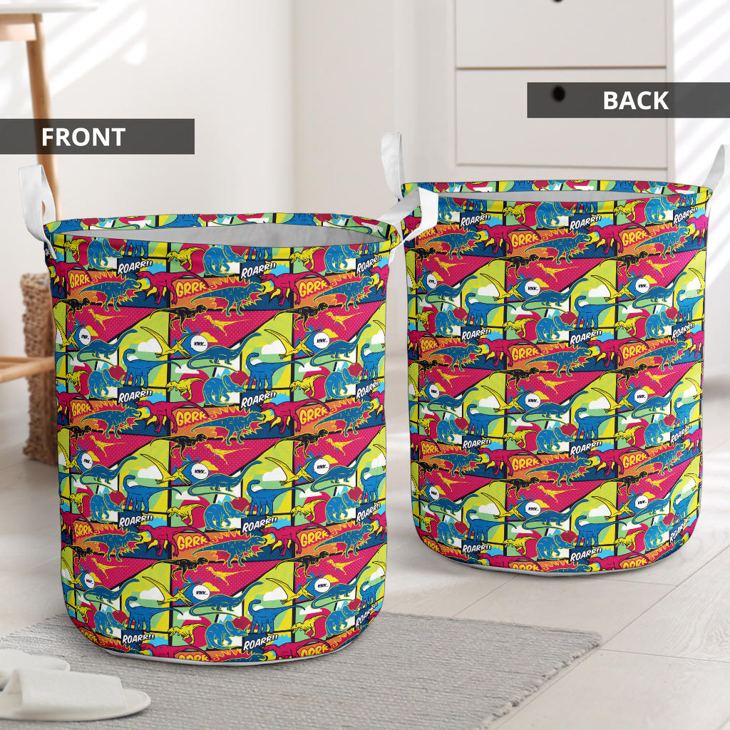 Dinosaur Comic Pop Art Style Laundry Basket
