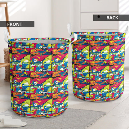 Dinosaur Comic Pop Art Style Laundry Basket