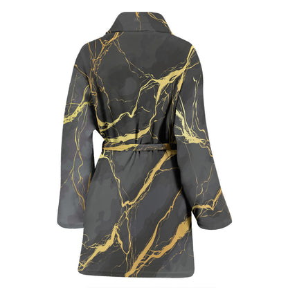 Marble Pattern Print Design 02 Women Bathrobe