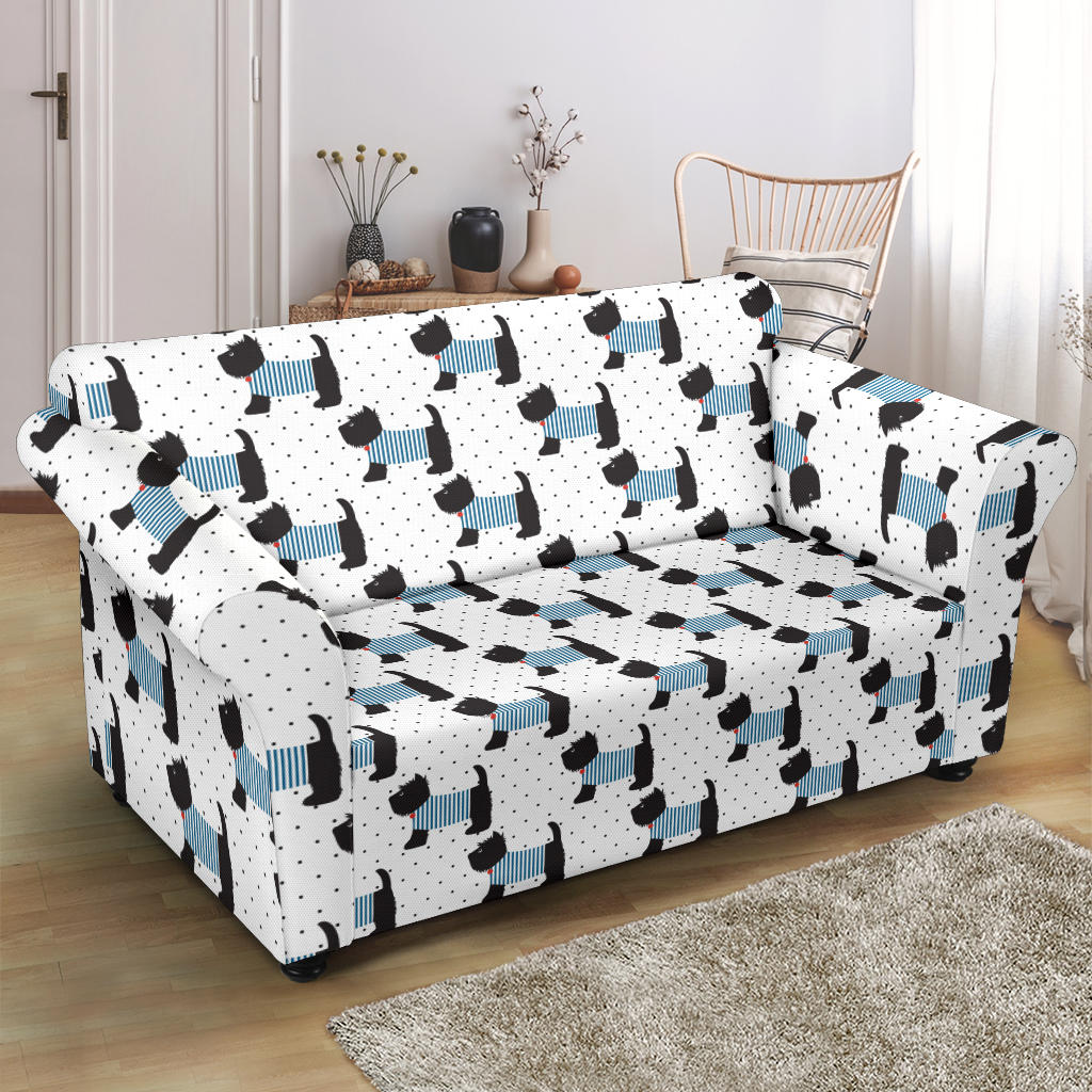 Scottish Terriers Print Design LKS3012 Loveseat Couch Slipcover