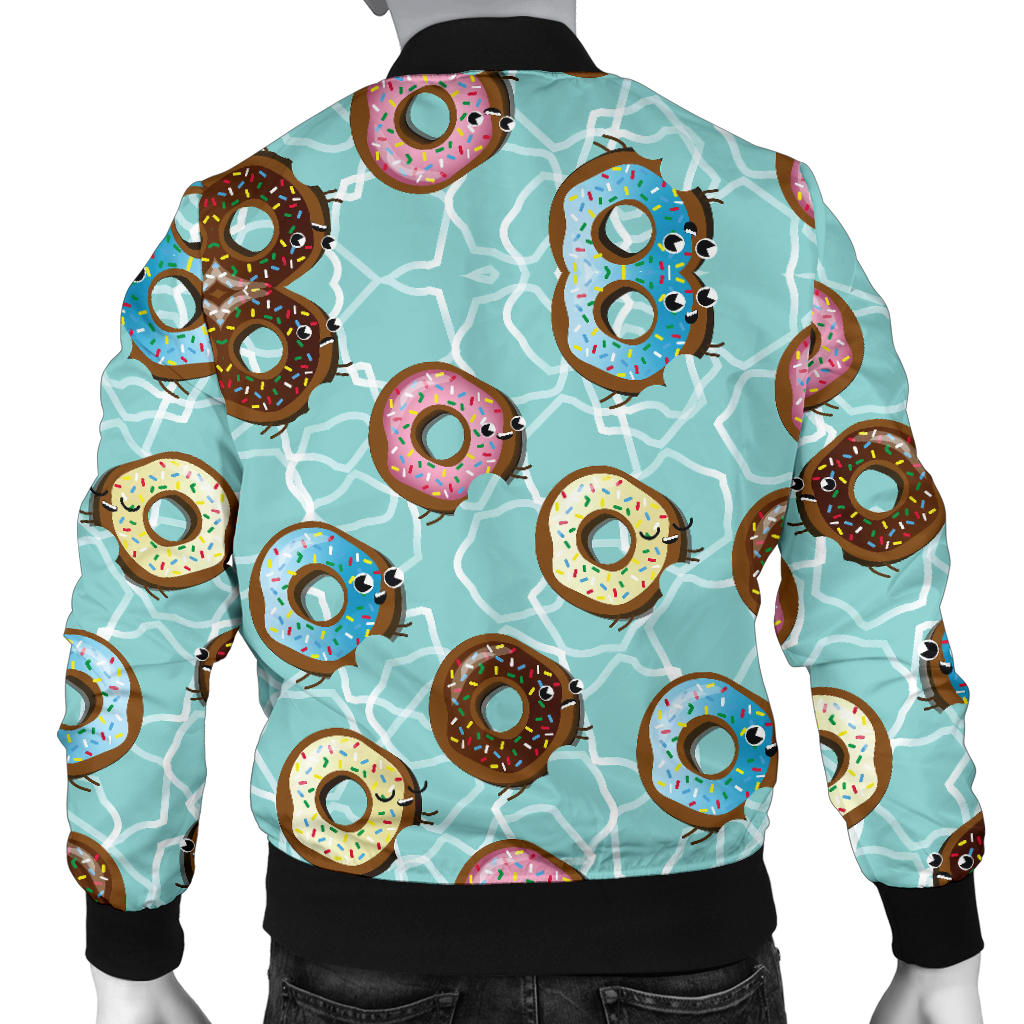 Emoji Donut Print Pattern Men Bomber Jacket