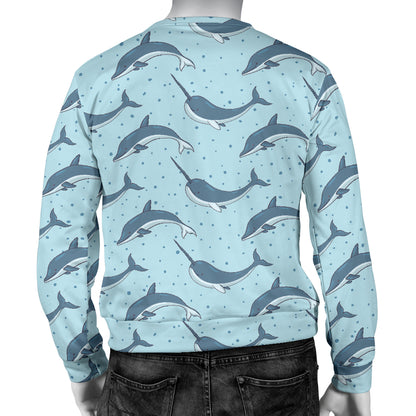 Narwhal Dolphin Print Men Long Sleeve Sweatshirt