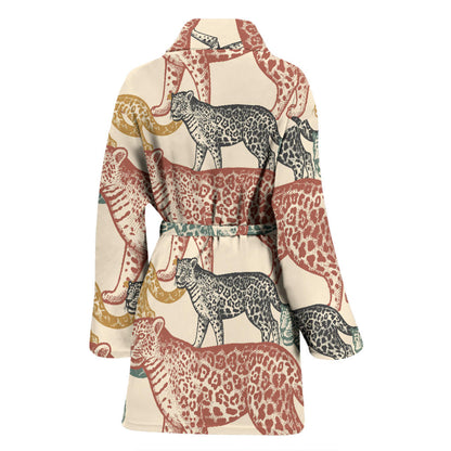 Jaguar Pattern Print Design 01 Women Bathrobe
