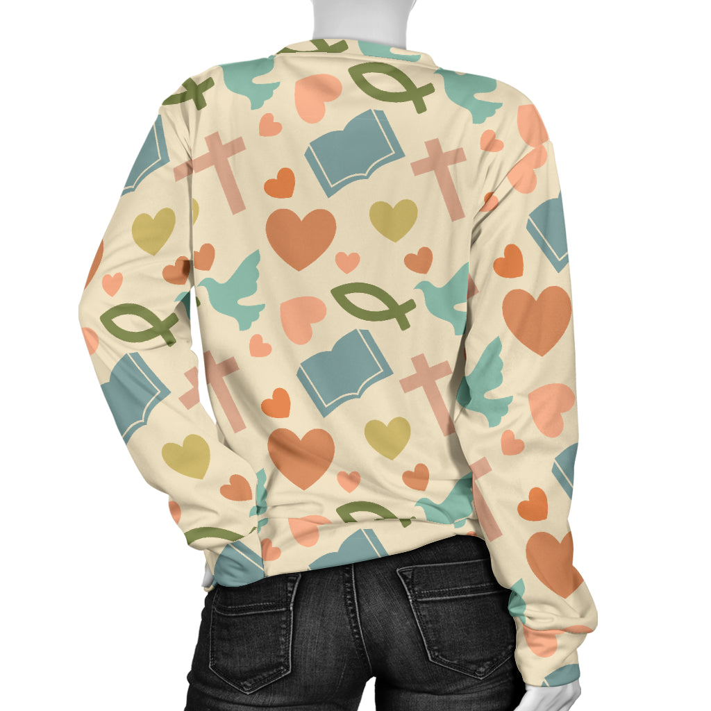 Christian Symbol Pattern Women Long Sleeve Sweatshirt