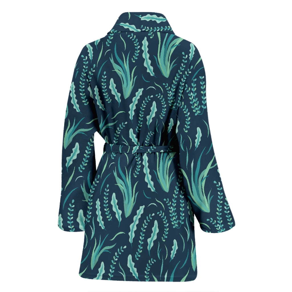 Seaweed Print Design LKS302 Women Bathrobe