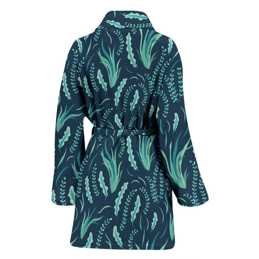 Seaweed Print Design LKS302 Women Bathrobe