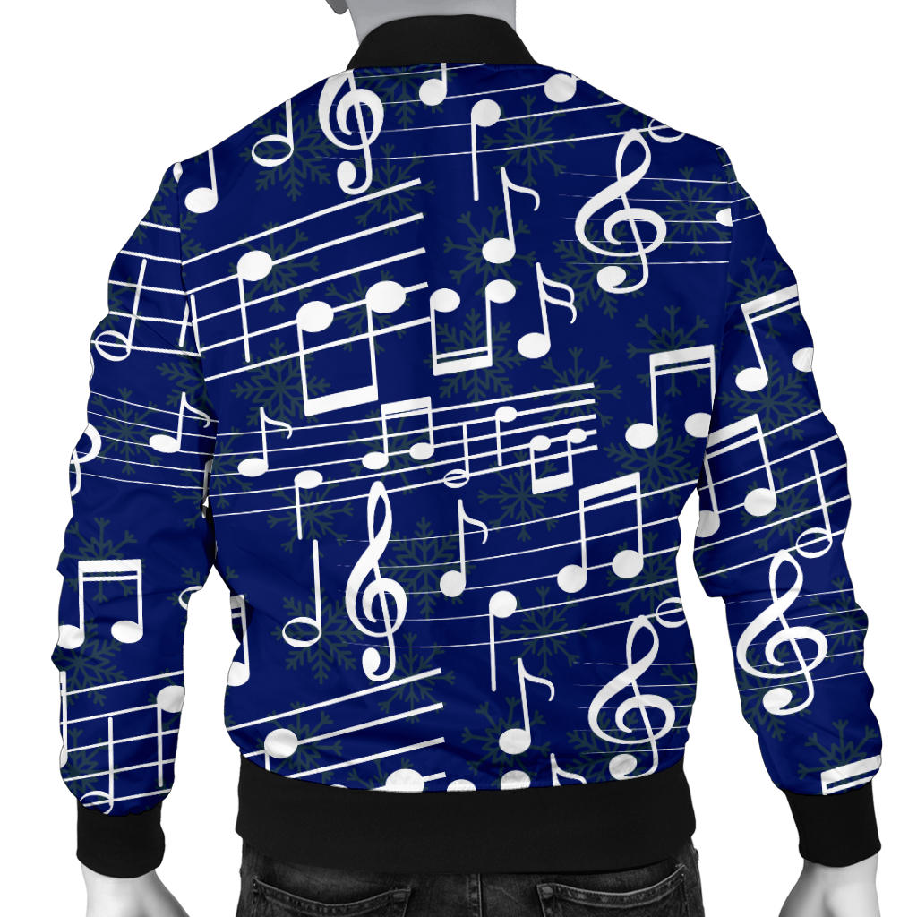 Music Note Blue Themed Print Men Bomber Jacket