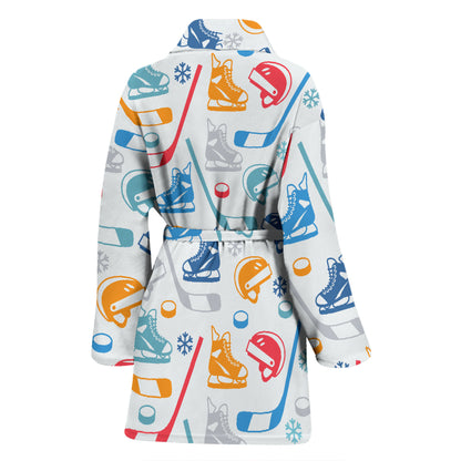 Hockey Equipment Print Design LKS301 Women Bathrobe