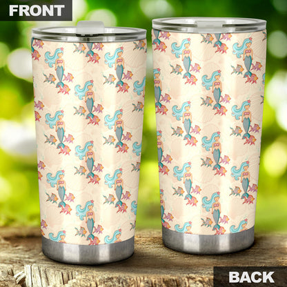 Mermaid Girl With Fish Design Print Tumbler