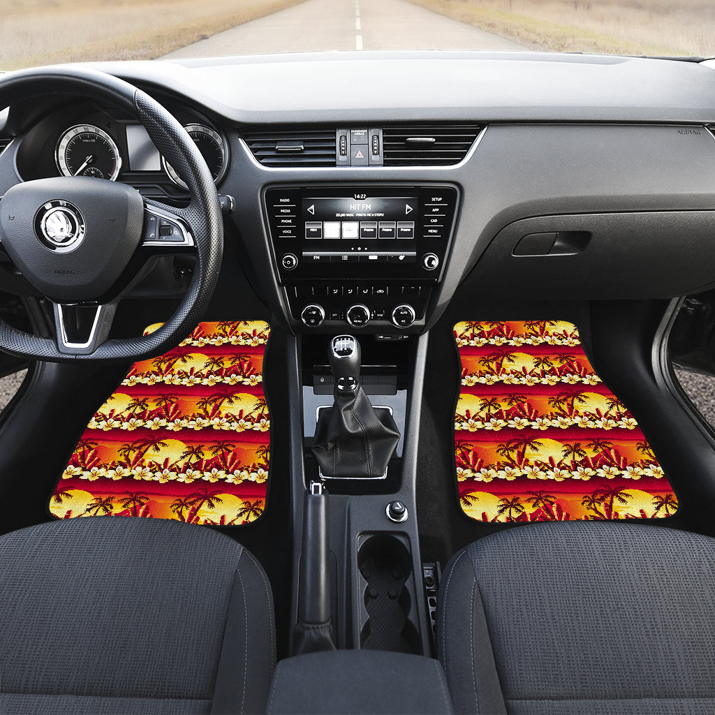 Hawaiian Tropical Sunset Hibiscus Print Car Floor Mats Front Back