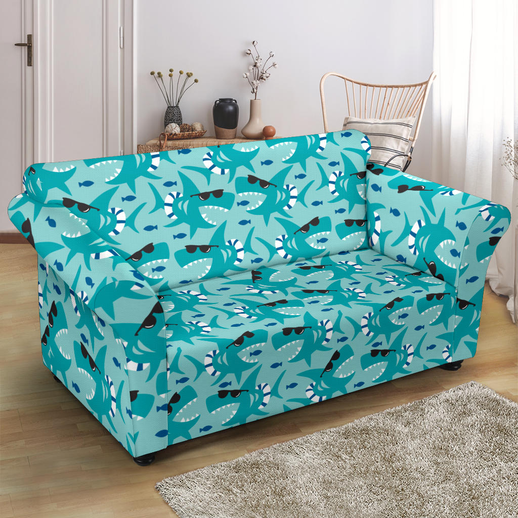 Shark Cute Print Design LKS302 Loveseat Couch Slipcover