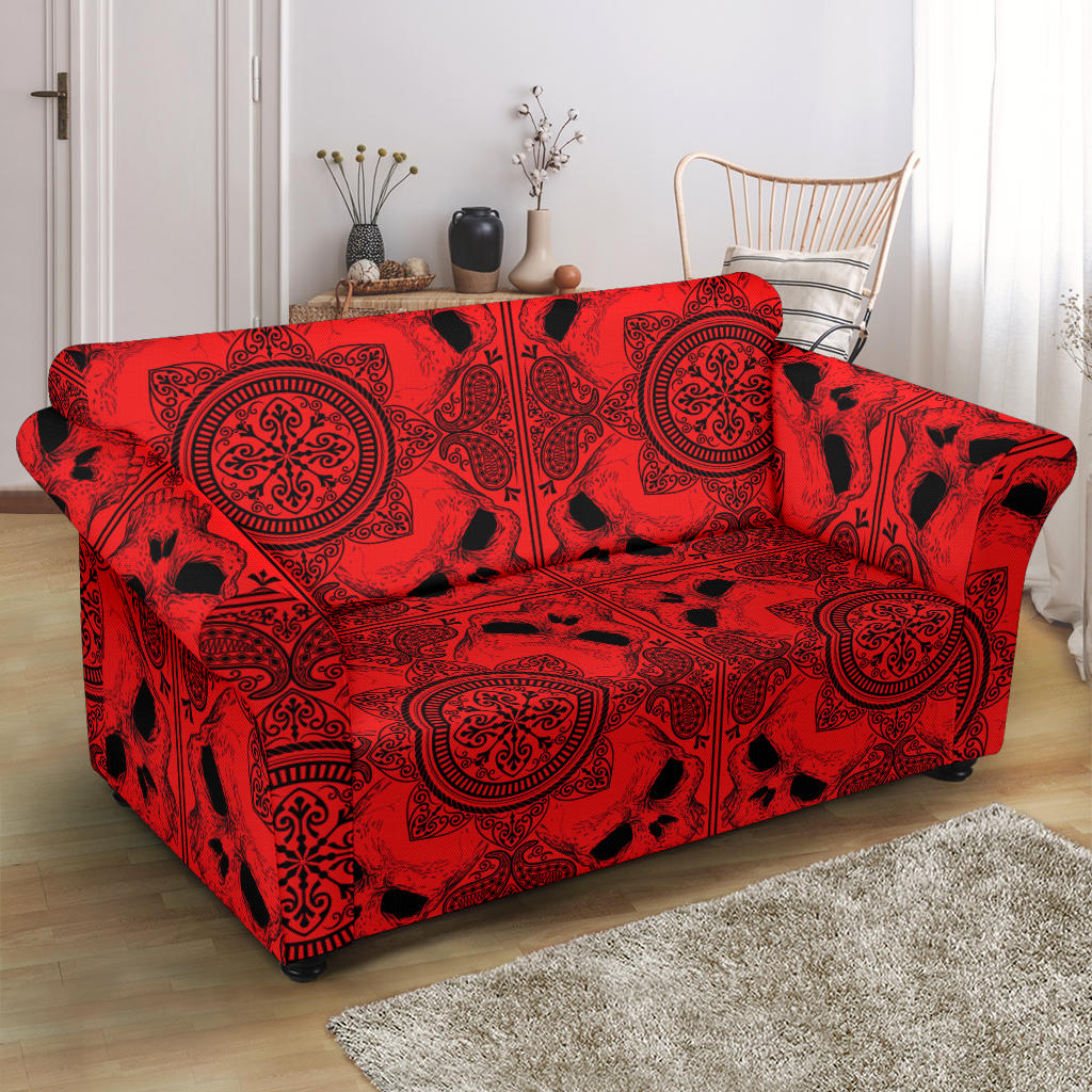 Bandana Red Print Design LKS304 Loveseat Couch Slipcover