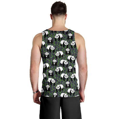 Panda Bear Bamboo Themed Print Men Tank Top