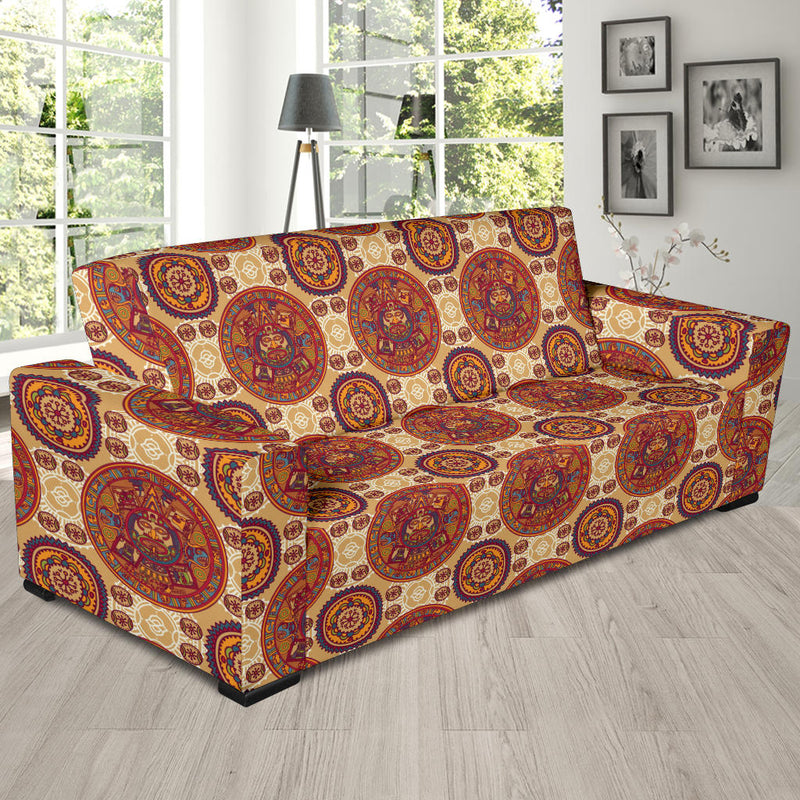 Calendar Aztec Pattern Print Design 01 Sofa Slipcover