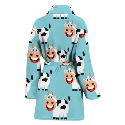 Cattle Cute Pattern Print Design 01 Women Bathrobe