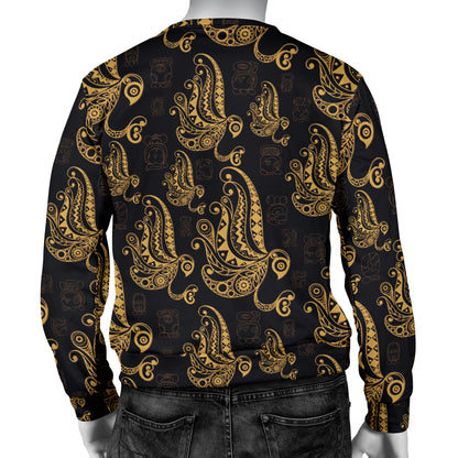 Owl Tribal Polynesian Design Print Men Long Sleeve Sweatshirt