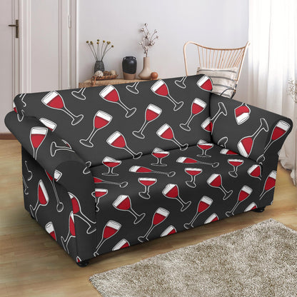Wine Print Design LKS308 Loveseat Couch Slipcover