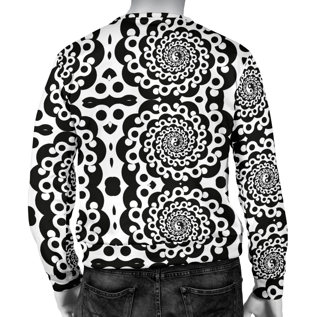Yin Yang Spiral Design Print Men Long Sleeve Sweatshirt