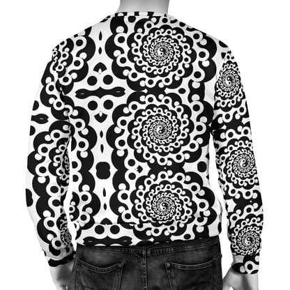 Yin Yang Spiral Design Print Men Long Sleeve Sweatshirt