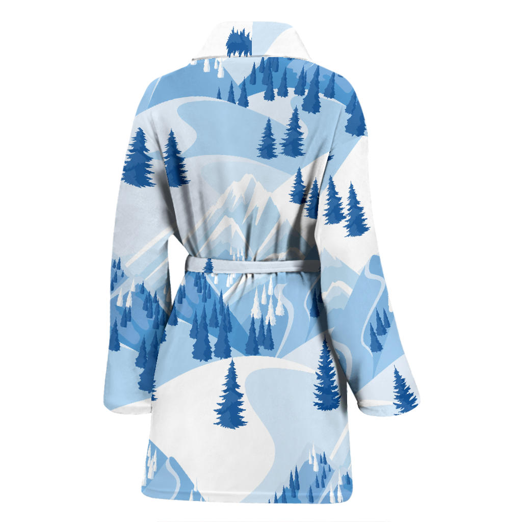 Mountain Pattern Print Design 03 Women Bathrobe