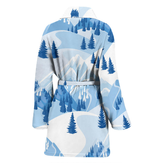 Mountain Pattern Print Design 03 Women Bathrobe