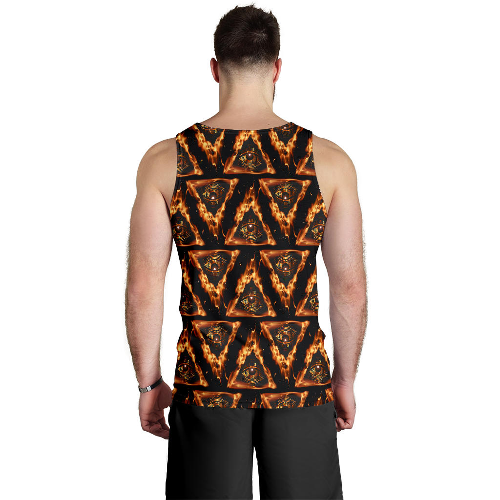 Eye of Horus in Flame Print Men Tank Top
