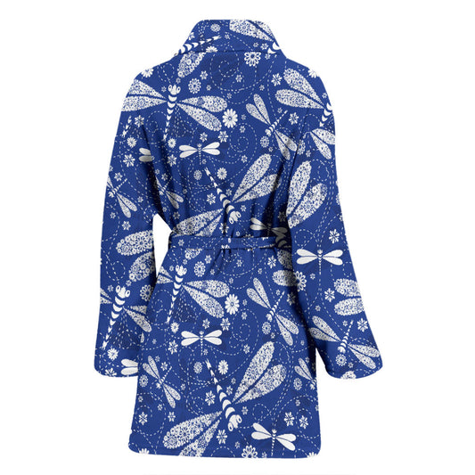 Dragonfly Pattern Print Design 03 Women Bathrobe