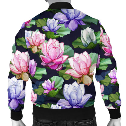Lotus Flower Print Design Men Bomber Jacket