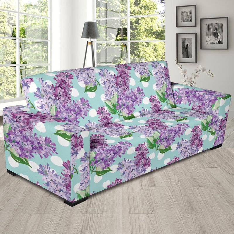 Lilac Pattern Print Design 02 Sofa Slipcover