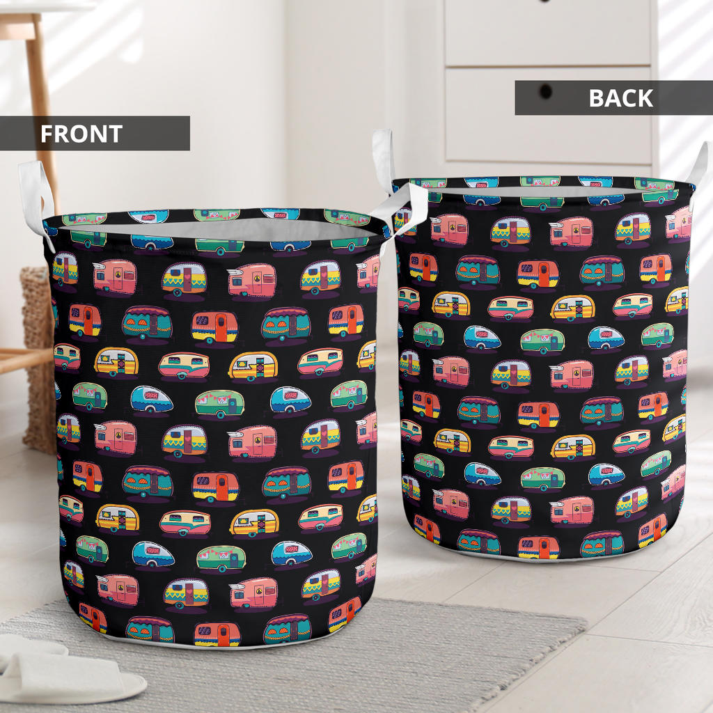 Camper Camping Pattern Laundry Basket