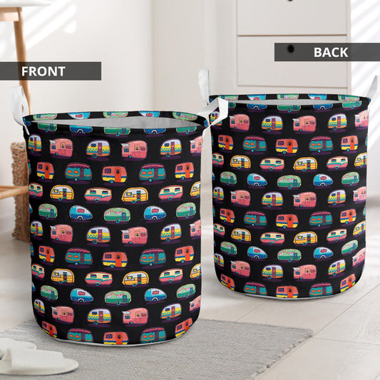 Camper Camping Pattern Laundry Basket