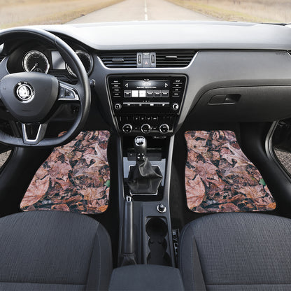 Camouflage Realistic Tree Leaf Print Car Floor Mats Front Back